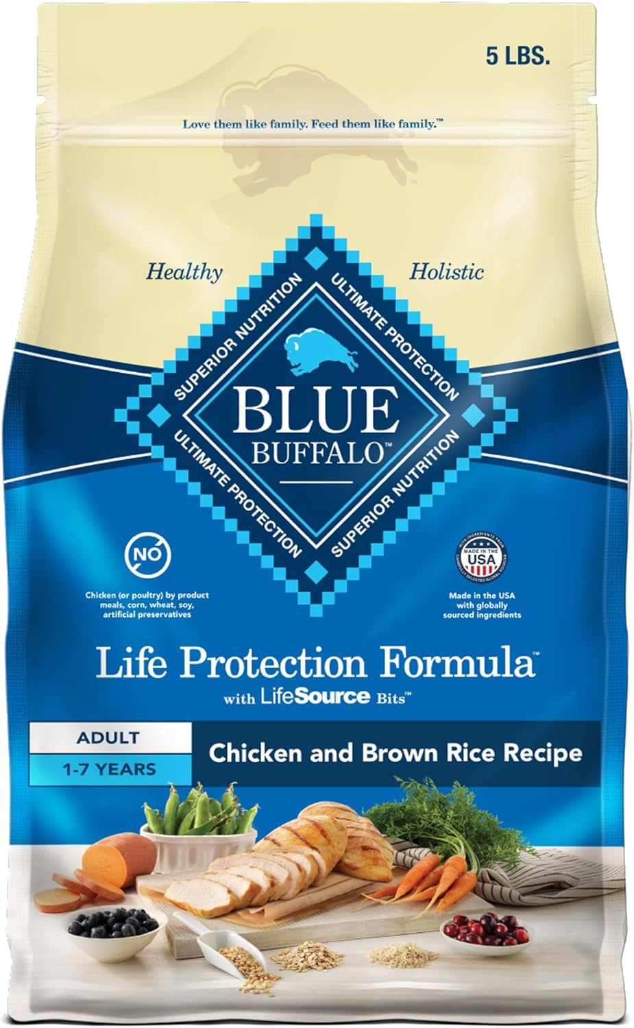 Blue Buffalo Life Protection Adult Dog Food, Chicken & Brown Rice, 5 lb